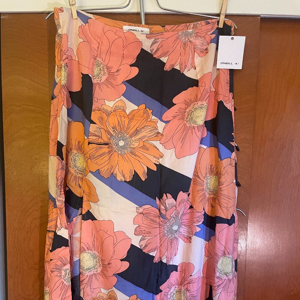 O'Neill Trish Floral Stripe Mixed-Media Skirt